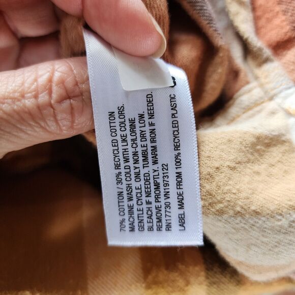 UNIVERSAL TREAD Brown Plaid Long Sleeve Button Up Boyfriend Shirt Size S - Picture 6 of 6